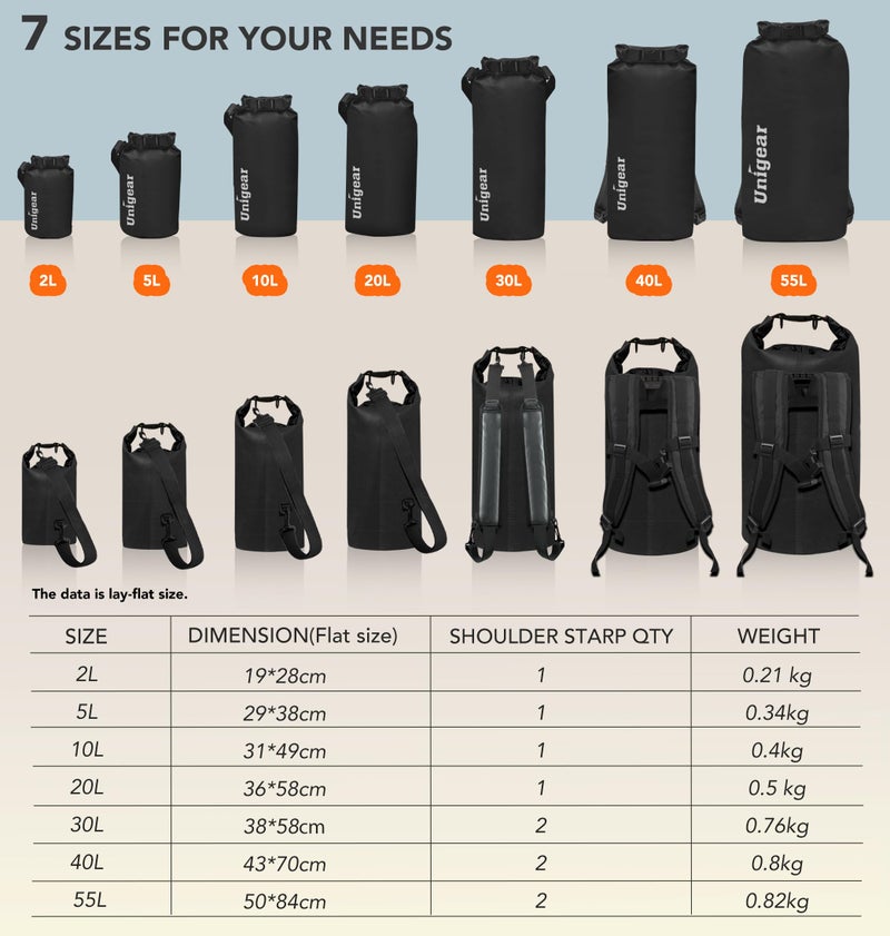 Unigear Dry Bag Waterproof, Floating and Lightweight Bags for Kayaking, Boating, Fishing, Swimming and Camping with Waterproof Phone Case - Image 3